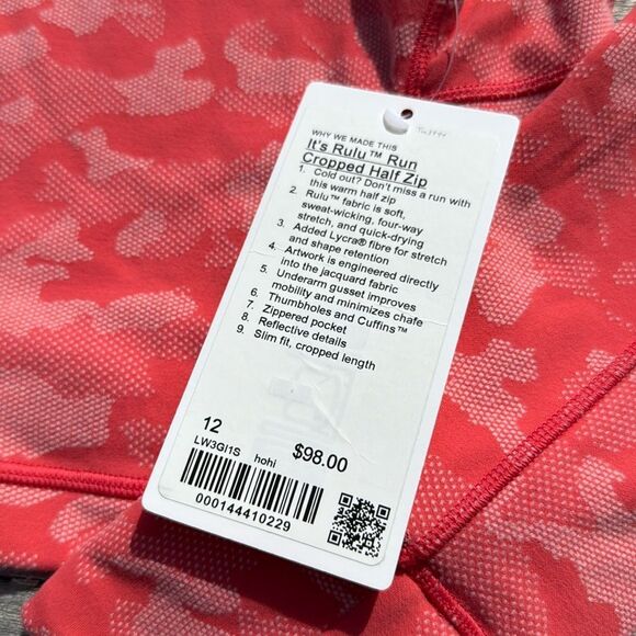 Lululemon Its Rulu Run Cropped Half Zip Womens size 12 NWT - Picture 3 of 7
